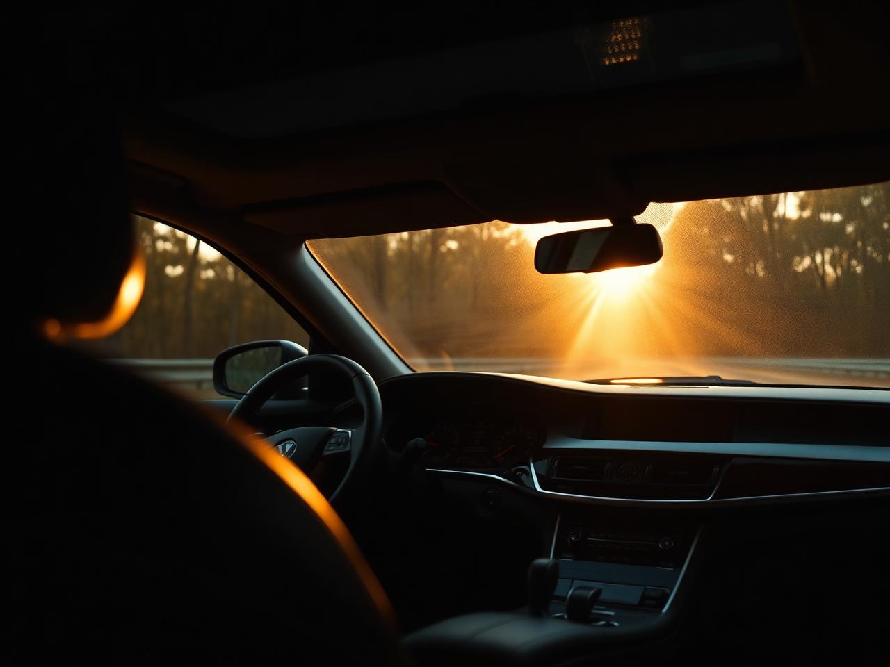 Luxury SUV dashboard in warm cabin light