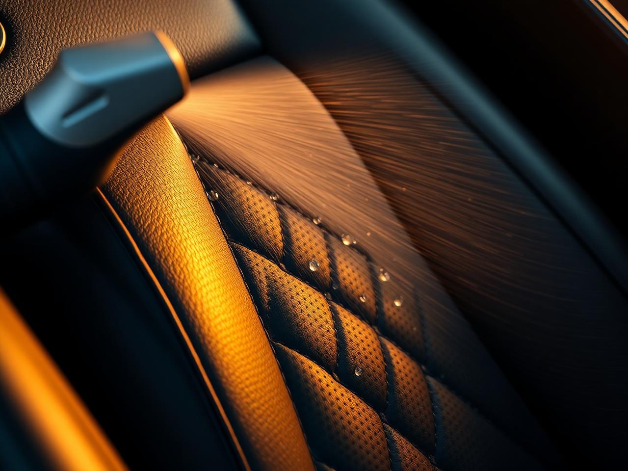 Steam clean on diamond-stitched leather